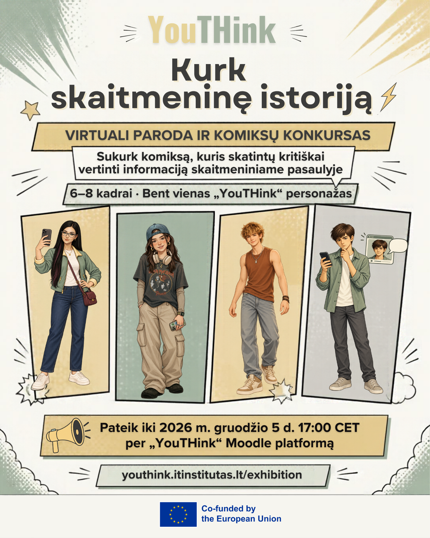 Kurk skaitmeninę istoriją: „YouTHink“ kviečia jaunuolius į tarptautinį komiksų konkursą ir virtualią parodą